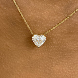 Heart Pendant Necklace 3ct TCW, Yellow Gold 14K