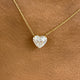 Heart Pendant Necklace 3ct TCW, Yellow Gold 14K
