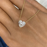 Heart Pendant Necklace 3ct TCW, Yellow Gold 14K
