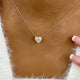 Heart Pendant Necklace 3ct TCW, Yellow Gold 14K