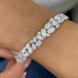 Mixed fancy shapes Tennis Bracelet 16.7ct TCW, White Gold 14K