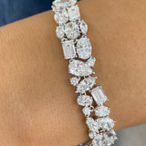 Mixed fancy shapes Tennis Bracelet 16.7ct TCW, White Gold 14K