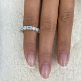 Emerald & Round Ring 2.3ct TCW, White Gold 14K