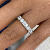 Emerald & Round Ring 2.3ct TCW, White Gold 14K