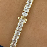 Emerald cut Tennis Bracelet 9ct TCW, Yellow Gold 14K