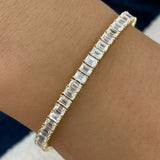 Emerald cut Tennis Bracelet 9ct TCW, Yellow Gold 14K