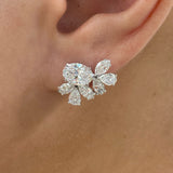 Oval Earrings 4.1ct TCW, White Gold 14K