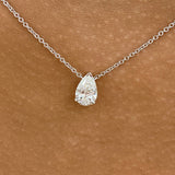 Pear Pendant Necklace 1ct TCW, White Gold 14K