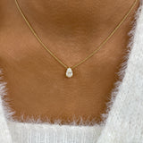 Pear Pendant Necklace 1ct TCW, Yellow Gold 14K