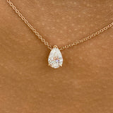 Pear Pendant Necklace 1ct TCW, Rose Gold 14K