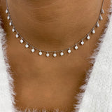 Fringed Choker Necklace 3.6ct TCW, 14K Gold