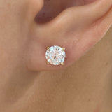 Solitaire Stud Earrings 2ct TCW, 14K Gold