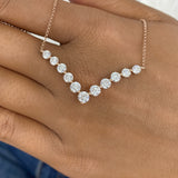 Chevron Choker Necklace 2.4ct TCW, 14K Gold