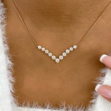 Chevron Choker Necklace 2.4ct TCW, 14K Gold