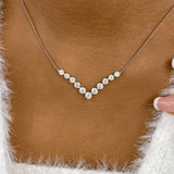 Chevron Choker Necklace 2.4ct TCW, 14K Gold
