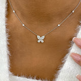 Butterfly Diamond Pendant Necklace, 14K Gold