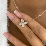 Butterfly Diamond Pendant Necklace, 14K Gold