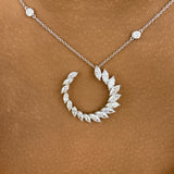 Open Circle Diamond Pendant Necklace, 14K Gold