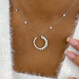 Open Circle Diamond Pendant Necklace, 14K Gold