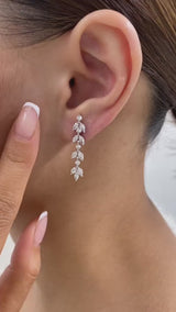 Chandelier Drop Earrings 2.1 ct TCW , Solid Gold 14k