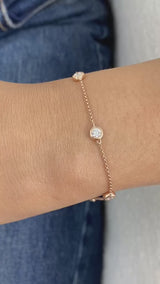 Bezel Stations Chain Bracelet 0.7 ct TCW , Solid Gold 14k