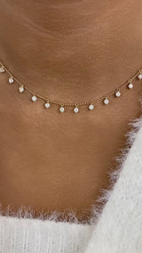 Fringed Chain Necklace 2 ct TCW , Solid Gold 14k