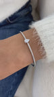 Diamond Open Bangle Bracelet 1.1 ct White Gold