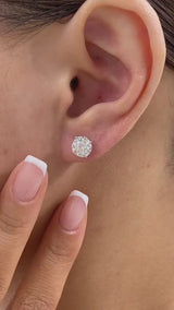 Solitaire Stud Earrings 3 ct TCW , Solid Gold 14k