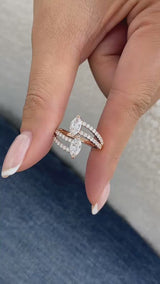 Marquise and round Ring 0.9ct TCW, Rose Gold 14K