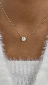 Solitaire Pendant Necklace 2ct TCW, 14K Gold