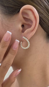 Diamond Open Hoop Earrings 2.4 ct Yellow Gold