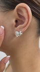 Oval Earrings 4.1ct TCW, White Gold 14K